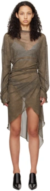 Jade Cropper Twisted Minidress In 172 - Khaki/beige