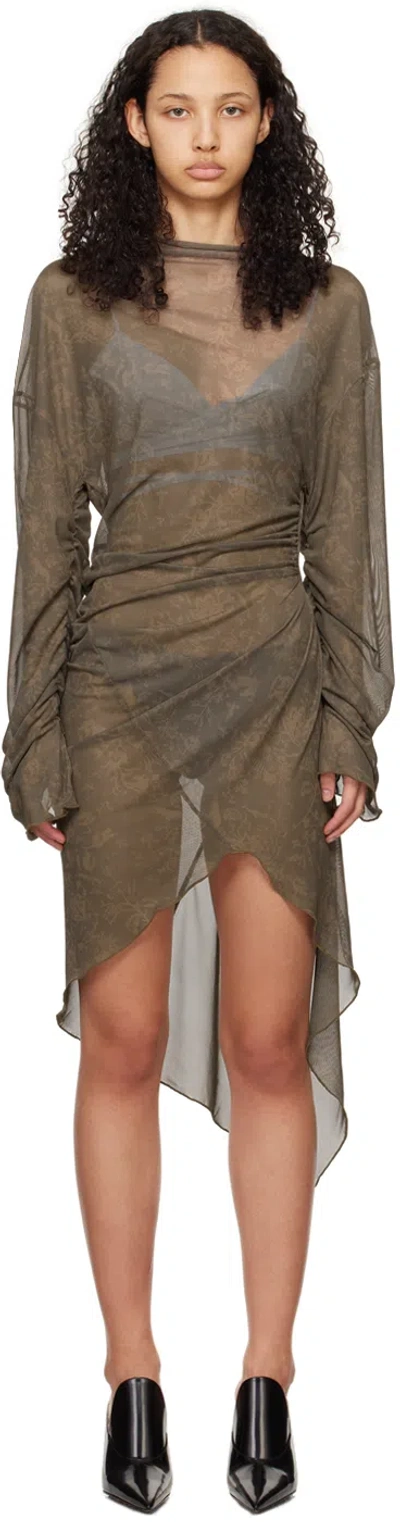 JADE CROPPER KHAKI TWISTED MINIDRESS