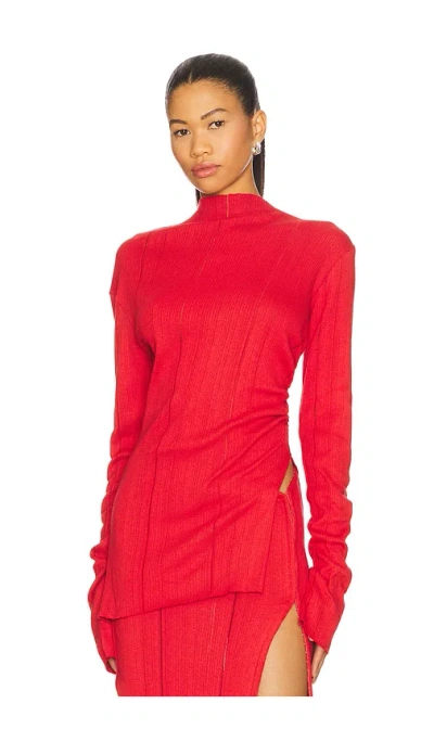 Jade Cropper Long Sleeve Top In Red