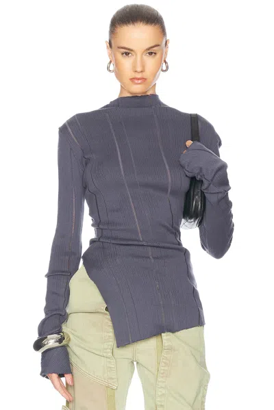 Jade Cropper Long Sleeve Top With Slit In Storm Grey