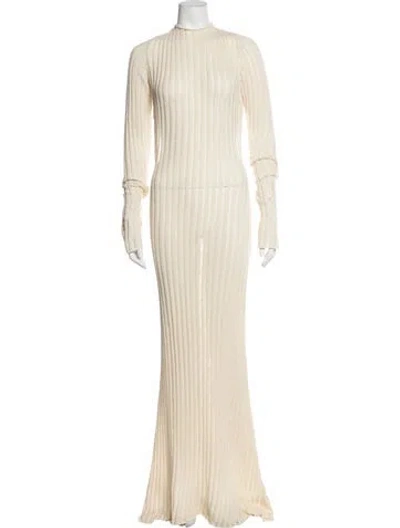 Pre-owned Jade Cropper Mock Neck Long Dress In Neutrals