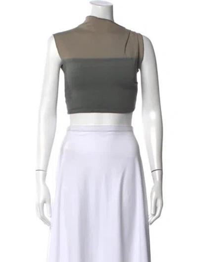 Pre-owned Jade Cropper Mock Neck Sleeveless Crop Top In Grey