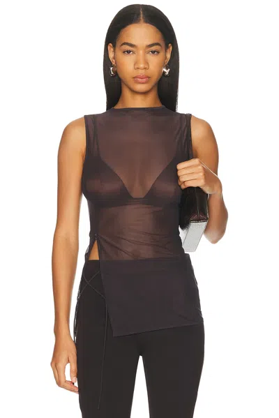 Jade Cropper Sheer Sleeveless Top In Brown