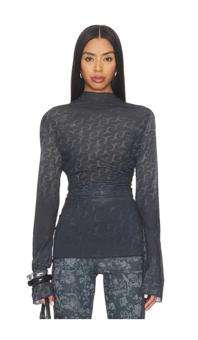 Jade Cropper Side Slit Top In Gray