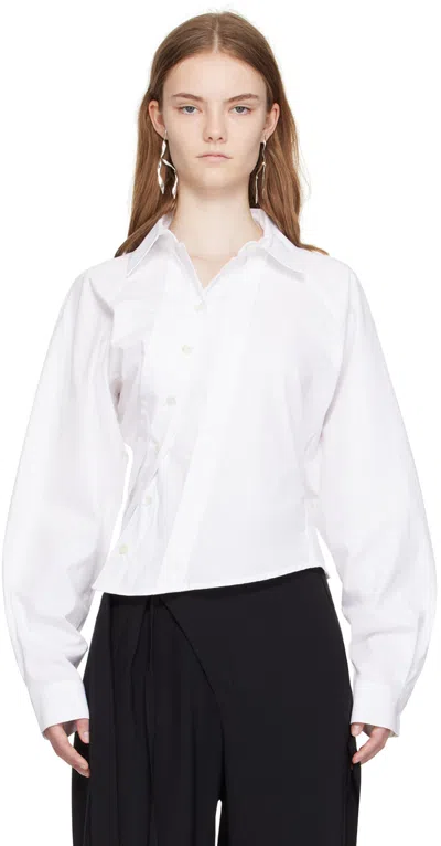 Jade Cropper White Asymmetric Shirt