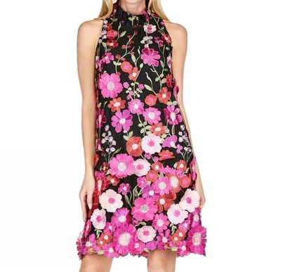 Jade Dimensional Floral Dress In Fuschia In Pink