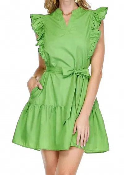 Jade Ellie Scallop Trim Dress In Moss In Pink