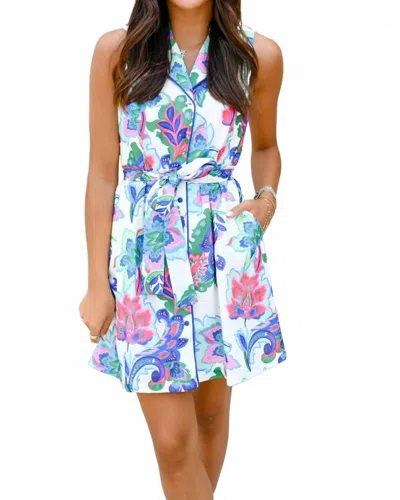 Jade Exotic Garden Dress In Multi In White
