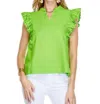 Jade Eyelet Sleeve Top In Lime In Green