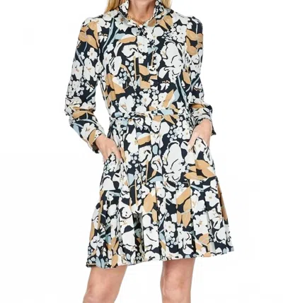 Jade Fall Blooms Dress In Beige In Black