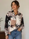 Jade Floral Button-front Blouse In Shadow Bloom In Multi