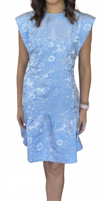 Jade Floral Jacquard Dress In Blue