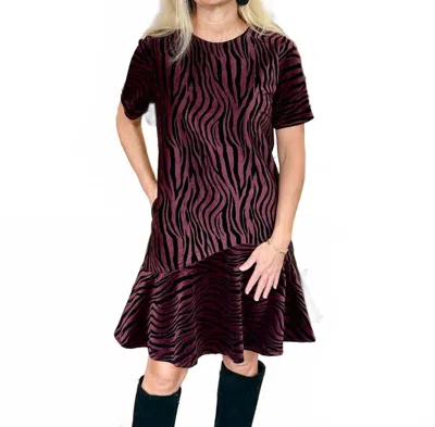 Jade Flounced Hem Dress In Rose Wild In Brown