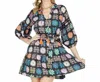 Jade Flower Palette Split Neck Dress In Multi In Multi