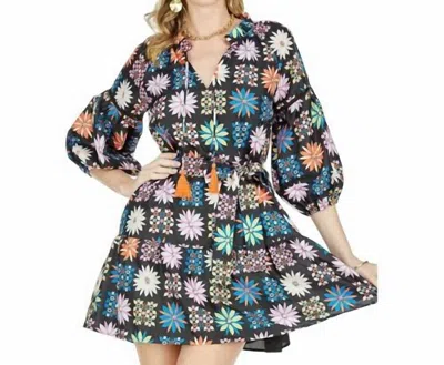 JADE FLOWER PALETTE TRIM DRESS IN MULTICOLOR