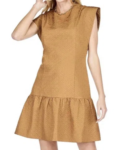 Jade Flutter Sleeve Dress In Cafe In Brown