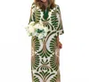 Jade Frances Maxi Dress In Green Palm Print In Green