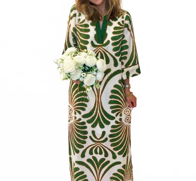 Jade Frances Maxi Dress In Green Palm Print