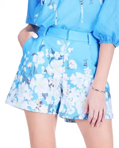 Jade Front Pleated Short In Sky Garden In Blue