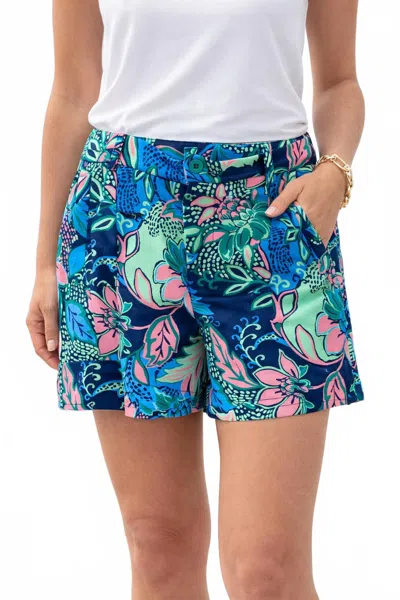 Jade Front Pleated Shorts In Blue