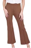Jade Front Seam Ponte Bell Leg Ankle Pant In Chocolate In Gold
