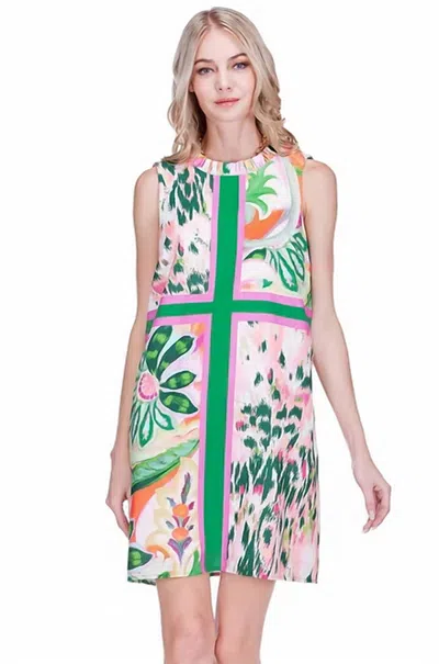Jade Garden Party Ruffle Dress In Multi In Pink