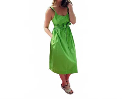 Jade Grass Bodice Sundress Midi Dress In Green