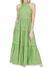 Jade Halter Maxi Dress In Grass In Green