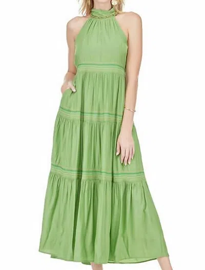 JADE HALLIE STITCH MAXI DRESS IN GREEN