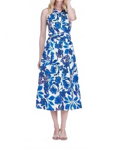 Jade Halter Maxi Dress In Azure Petals In Blue