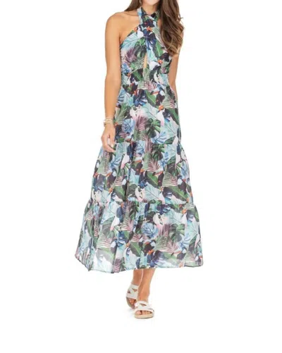 Jade Halter Maxi Dress In Toucan Jungle In Multi