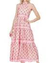 Jade Cinched Neck Halter Maxi Dress In Tribeca Fans In Multi