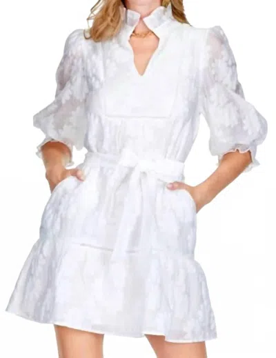 Jade High Neck Dress In Daisy In White