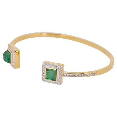 Pre-owned Jade Jagger Emerald Square Neverending Bangle In Green