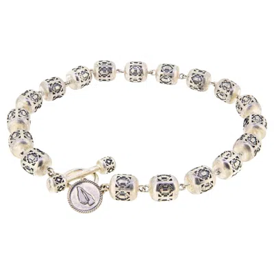 Pre-owned Jade Jagger Zapotec Chunky Sterling Silver Beaded Bracelet In Multi