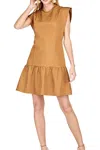 Jade Karen Flutter Dress In Cafe In Beige