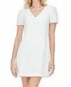 Jade Pearl Trim Dress In White In White