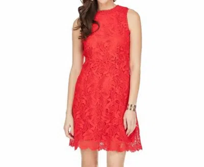 Jade Lace Flared Dress In Red