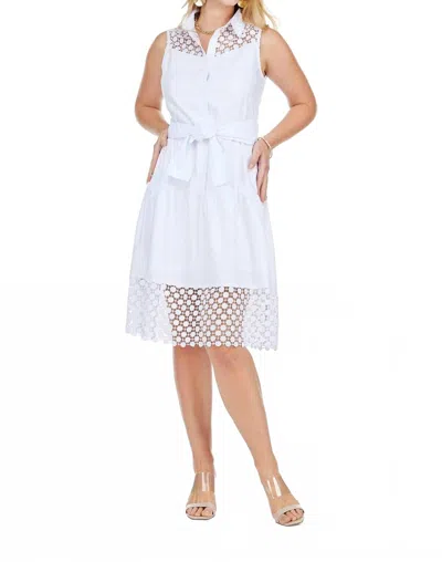 Jade Lace Trim Midi Dress In White