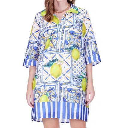 Jade Lemon Tiles Dress In Blue