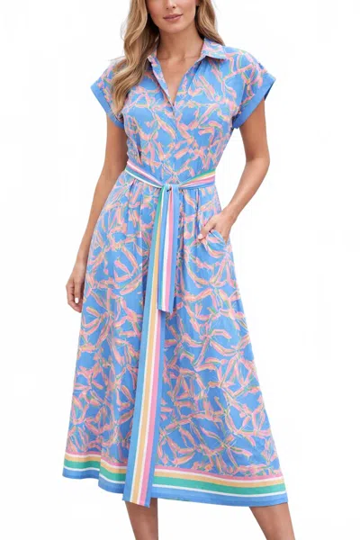 Jade Long Shirt Dress In Pastel Palate In Blue