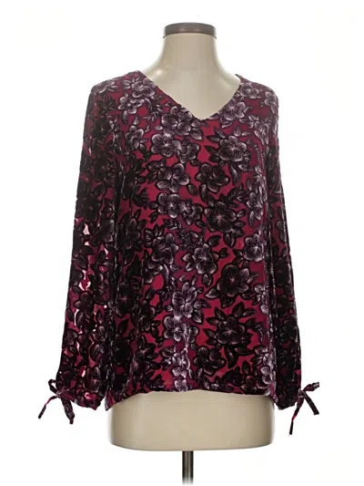 Pre-owned Jade Long Sleeve Blouse In Burgundy