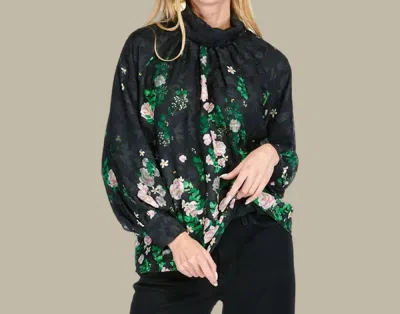 Jade Long Sleeve Floral Blouse In Black
