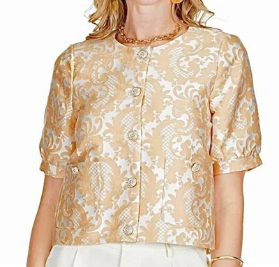 Jade Madeline Brocade Jacket In Beige/white In Multi