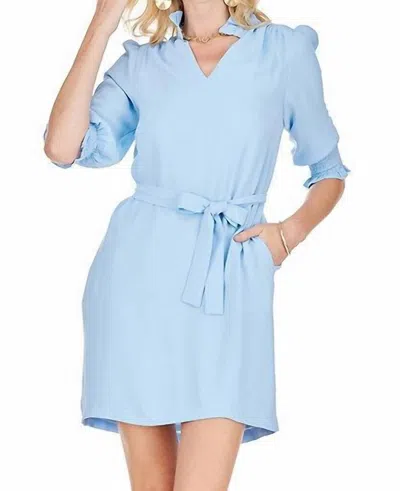Jade Margo Ruffle Neck Dress In Blue