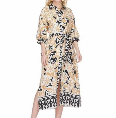 Jade Maxi Shirt Dress In Ethnic Border In Multi