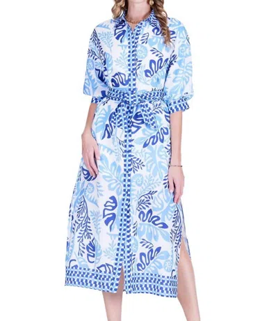 Jade Maxi Shirt Dress In Lagoon Leaf In Blue