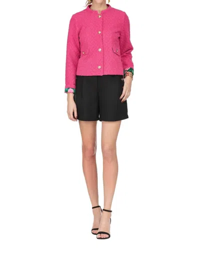 Jade Melody Tam Audrey Classic Sparkle Jacket In Hot Pink