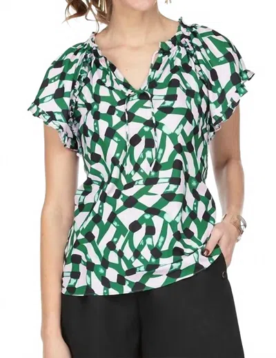 Jade Melody Tam Betsy Ruffle Sleeve Top In Bamboo Pink In Green