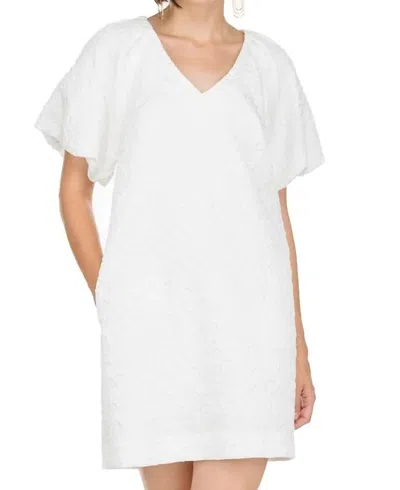 Jade Melody Tam Bro Puff Sleeve Chemise Dress In White